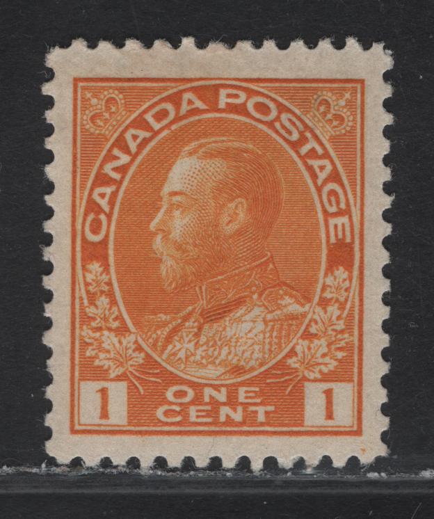 Lot 80 (C) Canada  #105 1c Yellow Orange King George V, 1911-1925 Admiral Issue, A VFOG Single, Wet Printing, Die 1, Retouched Frameline, Paper ABN-E, Perf 12.