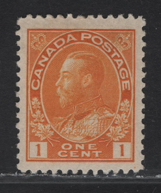 Lot 80 (C) Canada  #105 1c Yellow Orange King George V, 1911-1925 Admiral Issue, A VFOG Single, Wet Printing, Die 1, Retouched Frameline, Paper ABN-E, Perf 12.