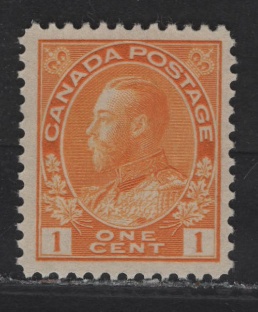 Lot 81 (C) Canada  #105f 1c Bright Yellow Orange King George V, 1911-1925 Admiral Issue, A VFOG Single, Dry Printing, Die 1, Redrawn Frameline, Paper ABN-ZZ, Perf 12x11.9.
