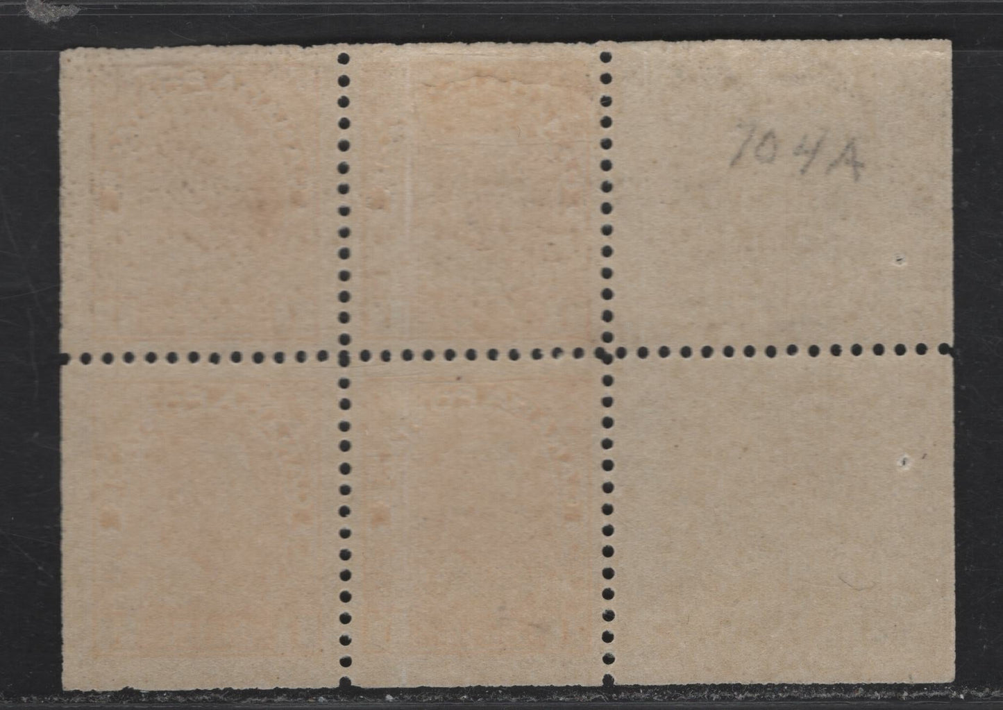 Lot 84 (C) Canada  #105a 1c Yellow Orange King George V, 1911-1925 Admiral Issue, A FOG Booklet Pane Of 4 + 2 Labels, Wet Printing, Die 1, Retouched Frameline, Paper ABN-E, Perf 11.9.