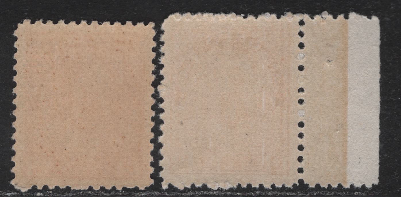 Lot 88 (C) Canada  #106ii 2c Rose Red & Deep Bright Rose Red King George V, 1911-1925 Admiral Issue, 2 VFOG Singles, Papers ABN-B & ABN-E, Retouched Frameline, Perfs 11.9 & 12x11.9.