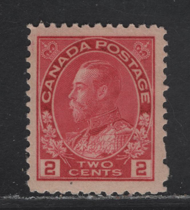 Lot 92 (C) Canada  #106iv 2c Rosine King George V, 1911-1925 Admiral Issue, A VFOG Single, Paper ABN-A, Normal Frameline, Perf 11.9.