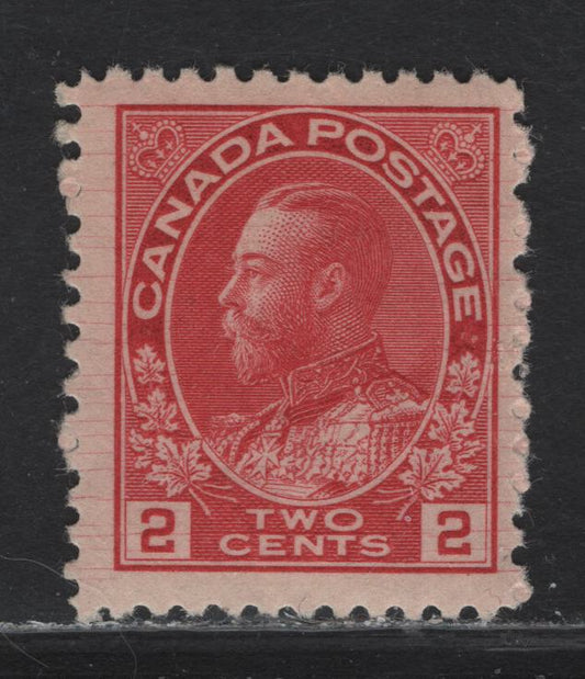 Lot 95 (C) Canada  #106ix 2c Pale Carmine Red King George V, 1911-1925 Admiral Issue, A VFOG Single, Paper ABN-A, Weakly Retouched Frameline With Strong Hairlines, Perf 12x11.9.