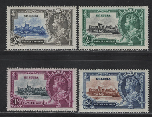 Lot 107 St. Lucia SG#109-112 1/2d - 1/- Black & Green - Slate & Purple KGV & Windsor Castle, 1935 Silver Jubilee Issue, 4 VFNH Singles, Well Centered NH Set