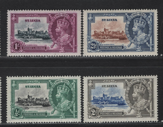 Lot 108 St. Lucia SG#109-112 1/2d - 1/- Black & Green - Slate & Purple KGV & Windsor Castle, 1935 Silver Jubilee Issue, 4 VFOG Singles, Basic Hinged Set