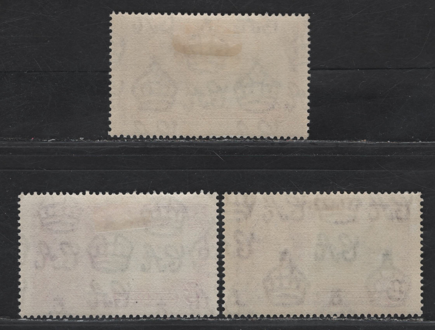 Lot 110 St. Lucia SG#112 1/- Slate/Bluish Slate & Bright Purple KGV & Windsor Castle, 1935 Silver Jubilee Issue, 3 VFOG Singles, Three Different Shades Of The Frame & Vignette Plates, Different Shades Than Lots 111 & 112