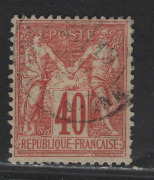 Lot 11 France #74 40c Red on Straw Peace & Commerce, 1876-1878 Peace & Commerce, A Fine Used Single, Type I