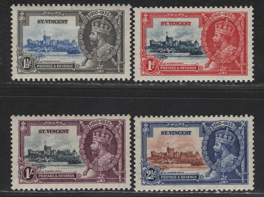 Lot 118 St Vincent SG#142-145 1d - 1/- Deep Blue & Scarlet - Slate & Purple KGV & Windsor Castle, 1935 Silver Jubilee Issue, 4 VFOG Singles
