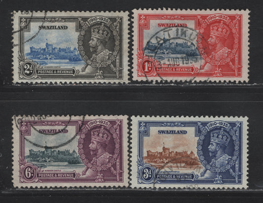 Lot 126 (C) Swaziland SG#21-24 1d - 6d Deep Blue & Scarlet - Slate & Purple KGV & Windsor Castle, 1935 Silver Jubilee Issue, 4 Very Fine Used Singles