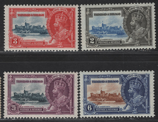 Lot 131 (C) Trinidad & Tobago SG#239-242 2c - 24c Ultramarine & Gray Black - Slate & Purple KGV & Windsor Castle, 1935 Silver Jubilee Issue, 4 VFNH Singles, Well Centered NH Set