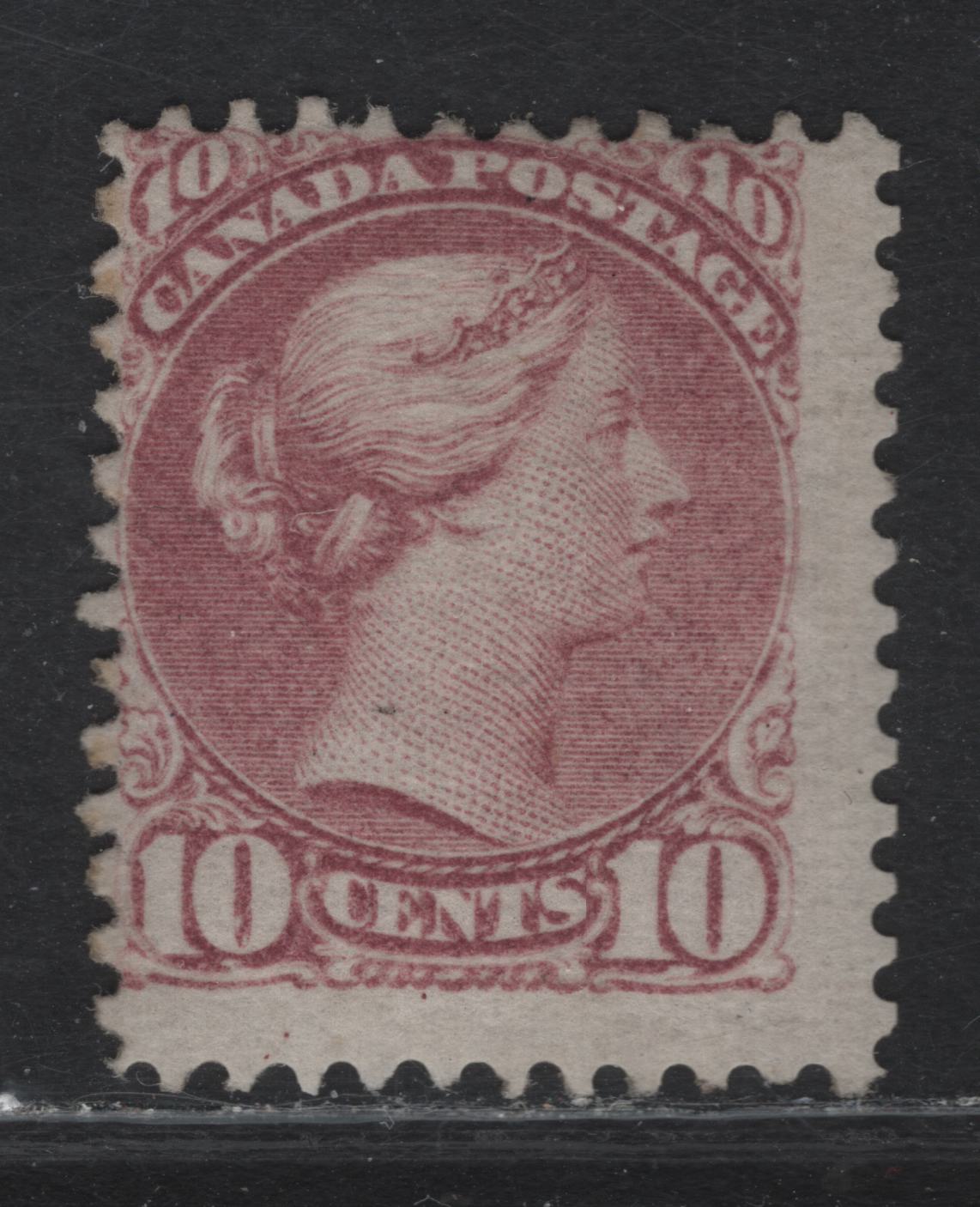 Lot 157 (C) Canada #40c 10c Dull Rose lilac Queen Victoria, 1870-1893 Small Queen Issue, A Very Good Regummed Single, Paper MM-B, Perf 11.75x12, Professionally Regummed To Appear NH, Still A Very Scarce Stamp.