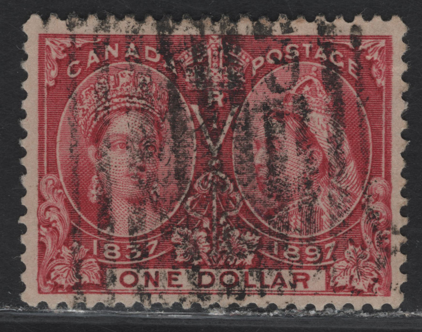 Lot 158 (C) Canada #61 $1 Lake Queen Victoria, 1897 Diamond Jubilee Issue, A Fine Used Single, Paper ABN-AAAA, Perf 12x11.9, Roller Cancel.