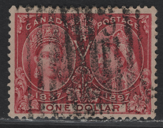 Lot 158 (C) Canada #61 $1 Lake Queen Victoria, 1897 Diamond Jubilee Issue, A Fine Used Single, Paper ABN-AAAA, Perf 12x11.9, Roller Cancel.