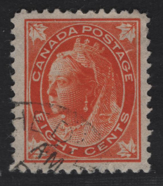 Lot 159 (C) Canada #72 8c Orange Queen Victoria, 1897-1898 Maple Leaf Issue, A Fine Used Single, Paper ABN-II, Design Size 17x21mm, Perf 11.9.