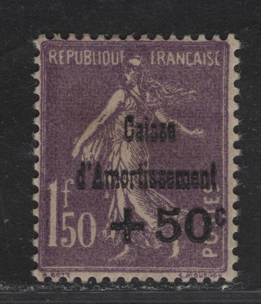 Lot 16 France #B37 1.50fr + 50c Violet Sinking Fund, 1930 Semi Postal Issue, A FOG Single