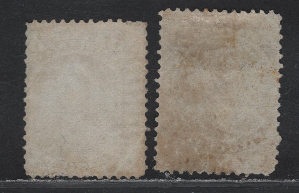 Lot 162 (C) Nova Scotia & Newfoundland #10, 34 5c - 3c Blue Queen Victoria, 1860-1894 Queen Victoria - Cents Issues, 2 Good/Very Good Used Singles, Papers Cents-N (5c) & Cents-BB (3c), Perfs 12.2 & 12.1