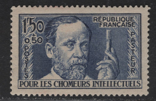 Lot 17 France #B53 1.50fr + 50c Deep Ultramarine Unemployed Intellectuals, 1936-1937 Semi Postal Issue, A VGOG Single