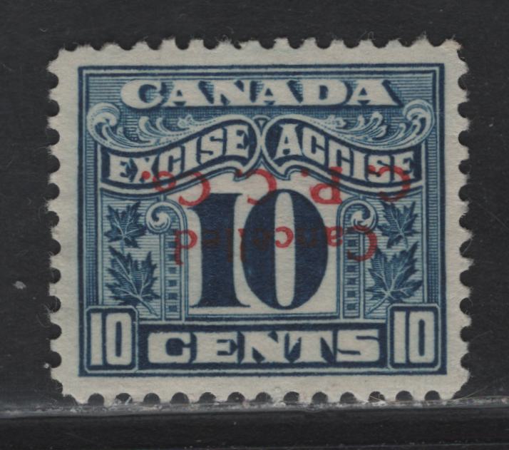 Lot 174 Canada Van Dam#FX42 10c Blue Numeral, 1915-1928 Two Leaf Excise Tax Issue, A Very Fine Unused Single, Inverted Red 'Cancelled CPC CO' Overprint