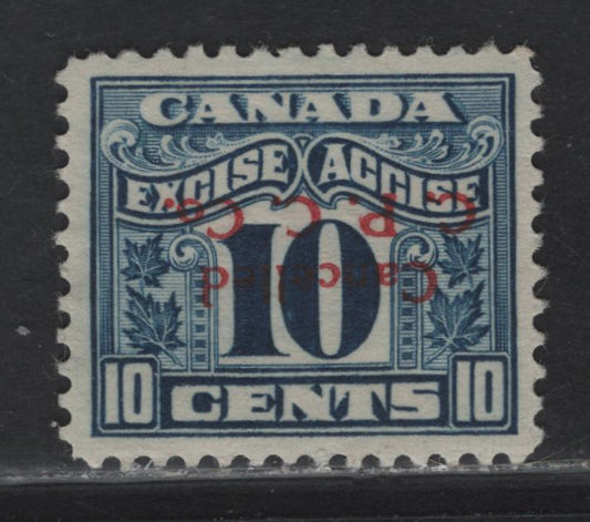 Lot 174 Canada Van Dam#FX42 10c Blue Numeral, 1915-1928 Two Leaf Excise Tax Issue, A Very Fine Unused Single, Inverted Red 'Cancelled CPC CO' Overprint