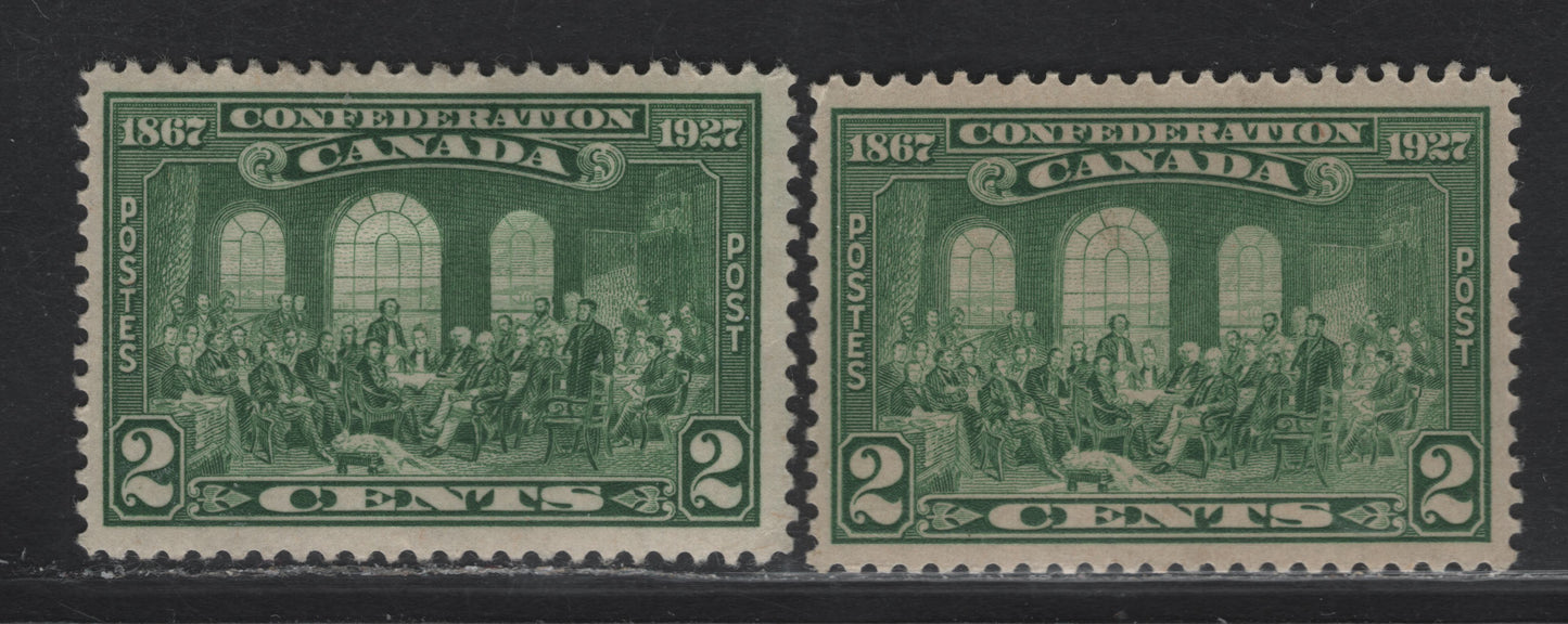 Lot 188 (C) Canada #142 2c Green - Dull Green Fathers of Confederation, 1927 60th Anniv of Confederation Issue, 2 VFOG Single, Papers ABN-TTT & ABN-EEEE