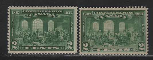 Lot 188 (C) Canada #142 2c Green - Dull Green Fathers of Confederation, 1927 60th Anniv of Confederation Issue, 2 VFOG Single, Papers ABN-TTT & ABN-EEEE