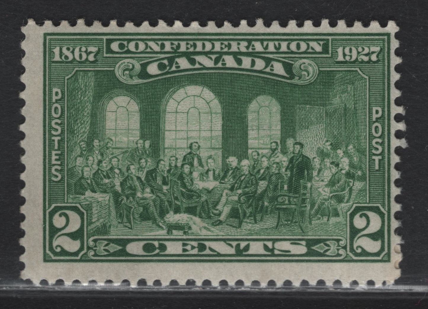 Lot 189 Canada #142var 2c Green Fathers of Confederation, 1927 60th Anniv of Confederation Issue, A FOG Single, Scarce Thin Translucent Paper (ABN-BBBB)