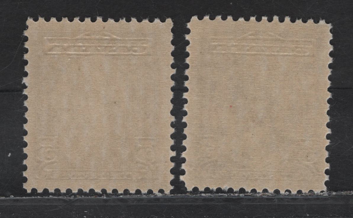 (C) Canada #144 5c Milky Violet Sir Wilfrid Laurier, 1927 60th Anniv of Confederation Issue, 2 VFNH Singles, Papers ABN-CCCC & ABN-DDDD