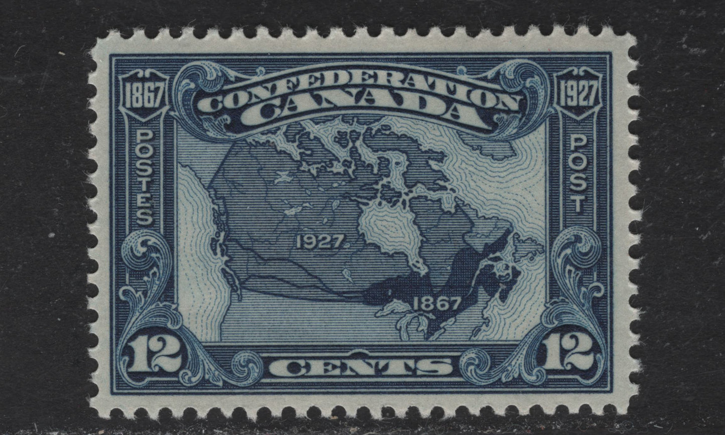 Lot 206 (C) Canada #145 12c Dark Blue Map of Canada, 1927 60th Anniv of Confederation Issue, A VFNH Single, Paper ABN-YYY