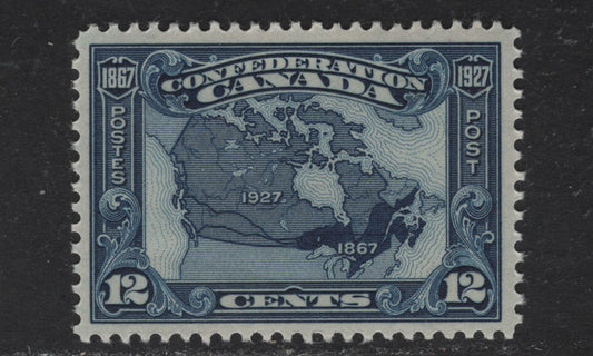 Lot 206 (C) Canada #145 12c Dark Blue Map of Canada, 1927 60th Anniv of Confederation Issue, A VFNH Single, Paper ABN-YYY