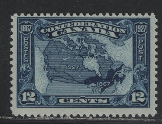 Lot 210 Canada #145 12c Dark Bright Blue Map of Canada, 1927 60th Anniv of Confederation Issue, A FNH Single, Paper ABN-YYY