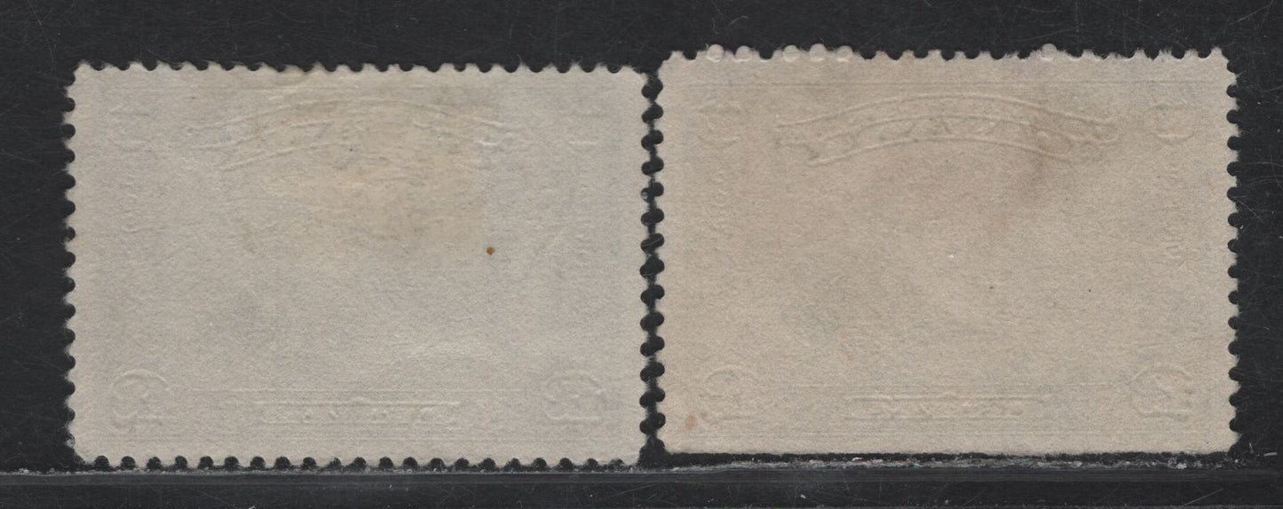 Lot 212 (C) Canada #145 12c Dark Blue - Dark Bright Blue Map of Canada, 1927 60th Anniv of Confederation Issue, 2 Very Fine Used Singles, Opaque Vertical Wove Without Visible Mesh