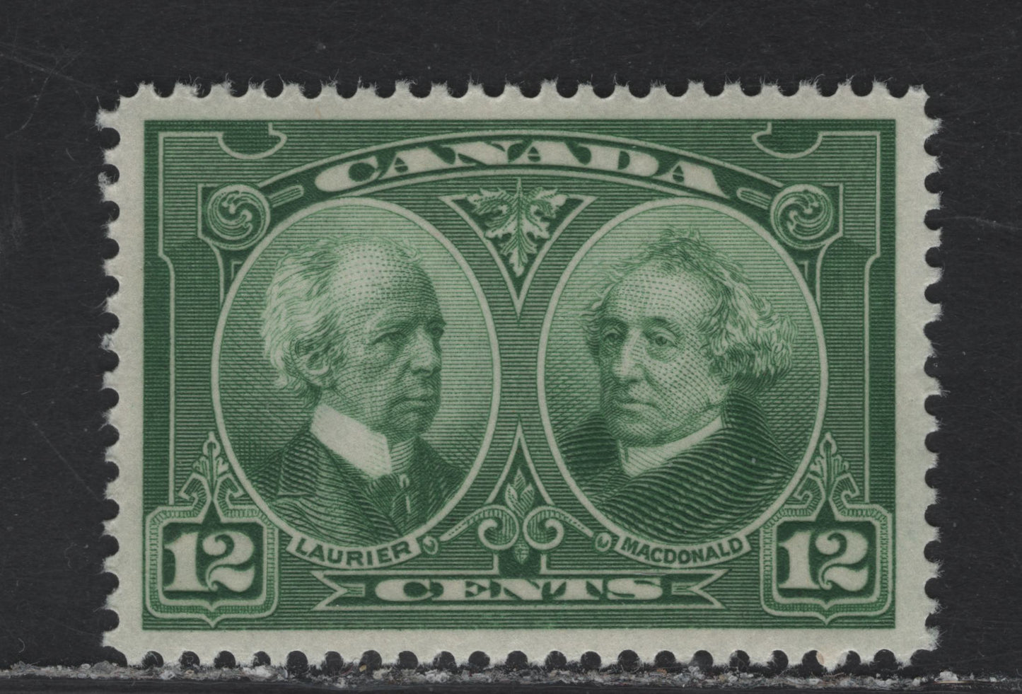 (C) Canada #147 12c Green Laurier & Macdonald, 1927 Historical Issue, A VFNH Single, Paper ABN-G