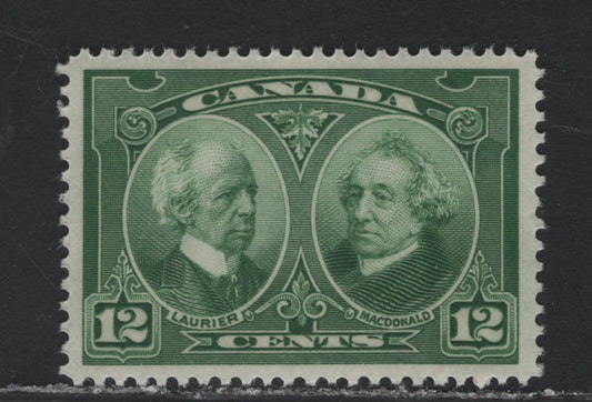 (C) Canada #147 12c Green Laurier & Macdonald, 1927 Historical Issue, A VFNH Single, Paper ABN-G