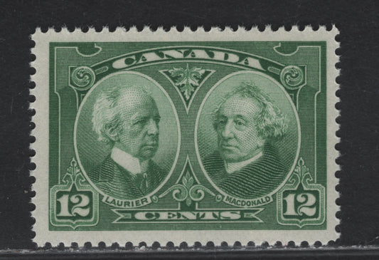 Lot 225 (C) Canada #147 12c Green Laurier & Macdonald, 1927 Historical Issue, A VFNH Single, Paper ABN-M