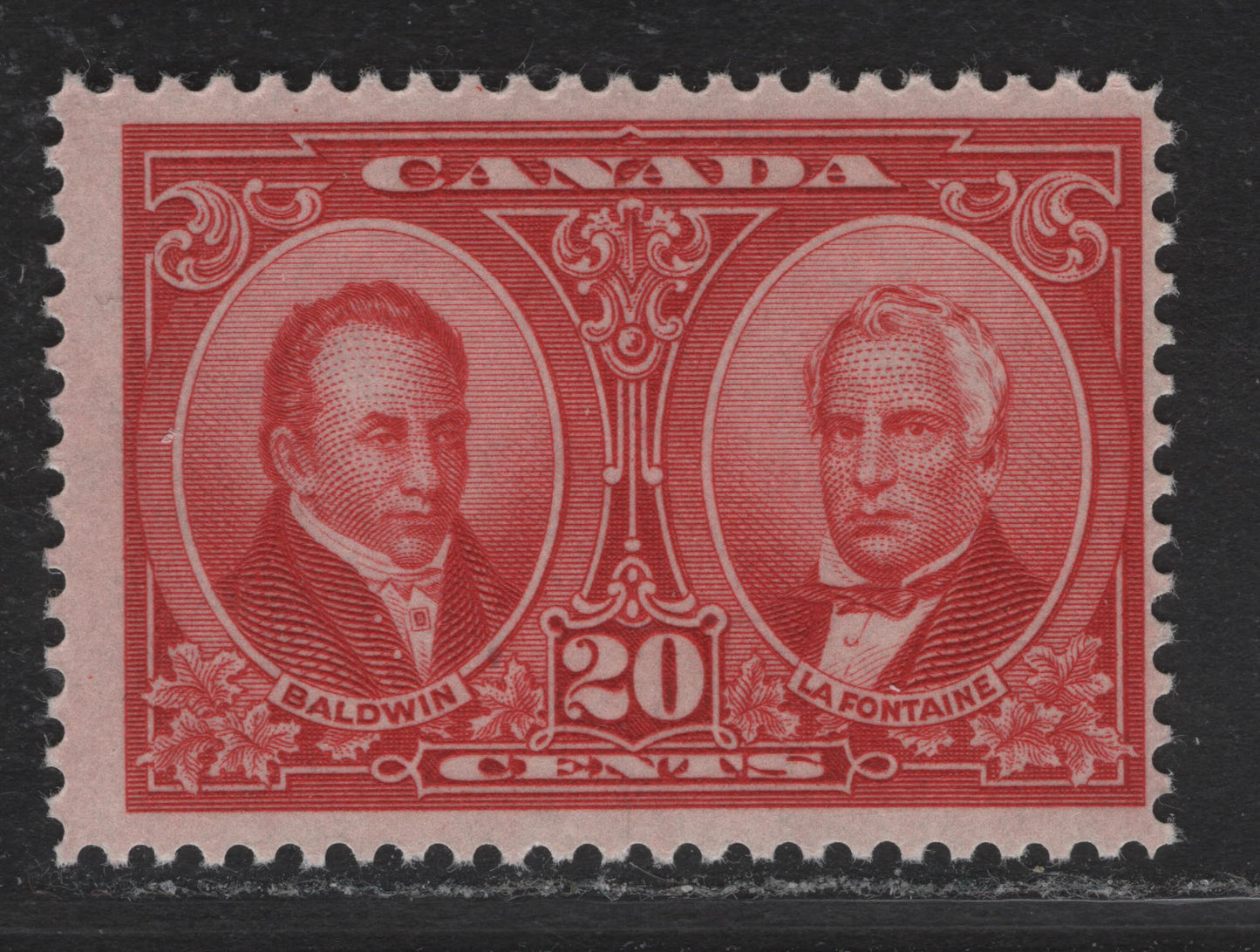 Lot 232 (C) Canada #148 20c Bright Carmine Red Baldwin & Lafontaine, 1927 Historical Issue, A FNH Single, Paper ABN-CCCC