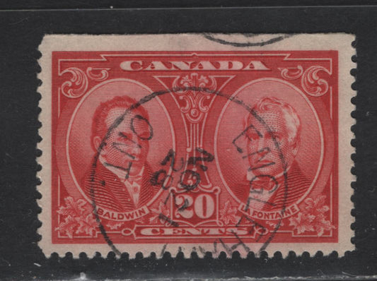 Lot 234 Canada #148 20c Carmine Red Baldwin & Lafontaine, 1927 Historical Issue, A Very Fine Used Top Sheet Margin Single, Paper ABN-CCCC, SON Nov. 21 1928 Eaglehart ON CDS Cancel