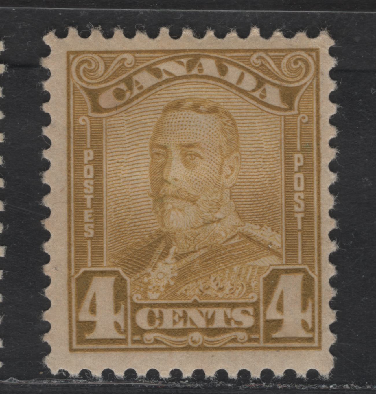 Lot 248 Canada #152 4c Olive Bistre King George V, 1928-1929 Scroll Issue, A FOG Single, Paper ABN-JJJJ