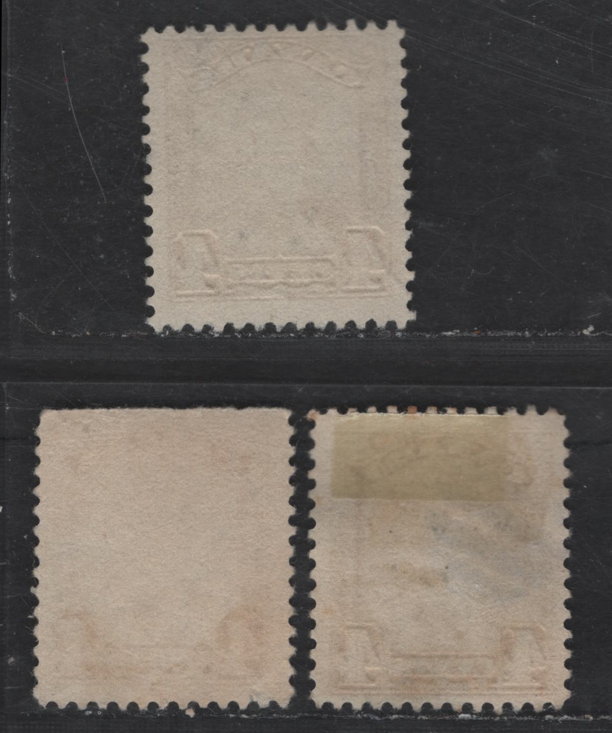 Lot 249 Canada #152 4c Olive Bistre, Yellow Bistre & Light Yellow Bistre King George V, 1928-1929 Scroll Issue, 3 Fine Used Singles, Paper ABN-M