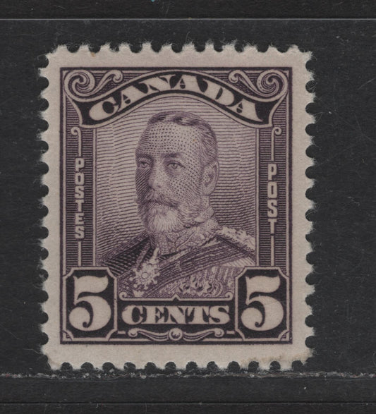 Lot 252 Canada #153 5c Blackish Lilac King George V, 1928-1929 Scroll Issue, A VFOG Single, Paper ABN-M