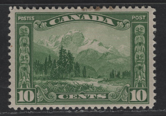 Lot 259 (C) Canada #155 10c Green Mount Hurd, 1928-1929 Scroll Issue, A VFOG Single, Paper ABN-JJJJ, Well Centered, But With A Few Toned Perf Tips At Top.