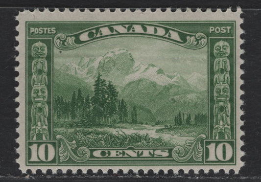 Lot 260 (C) Canada #155 10c Green Mount Hurd 1928-1929 Scroll Issue, A FNH Single, Paper ABN-KKKK (Translucent Vertical Wove With Streaky Cream Gum)