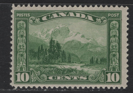 Lot 261 Canada #155 10c Green Mount Hurd, 1928-1929 Scroll Issue, A FOG Single, Paper ABN-M