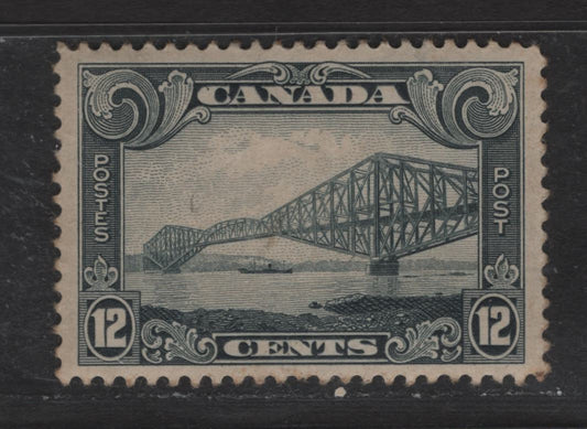 Lot 267 Canada #156 12c Light Bluish Slate Quebec Bridge, 1928-1929 Scroll Issue, A VFOG Single, Paper ABN-G