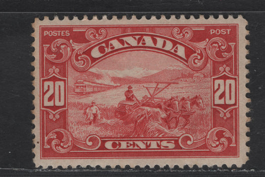 Lot 276 Canada #157 20c Carmine Harvesting Wheat, 1928-1929 Scroll Issue, A FOG Single, Paper ABN-M