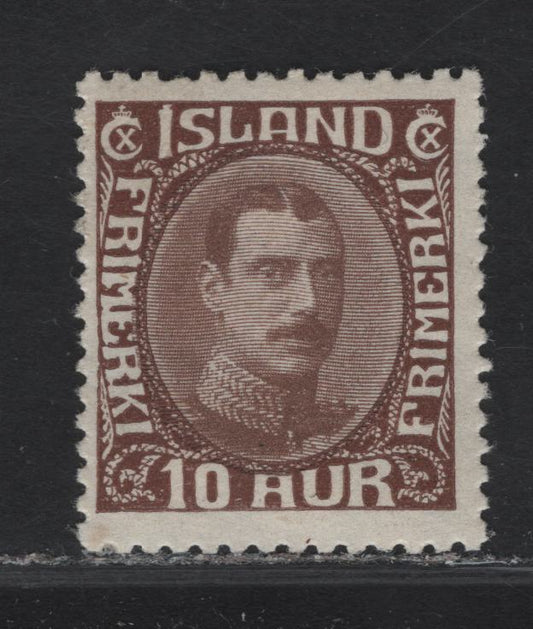 Lot 28 Iceland #181 10a Chocolate King Christian x, 1931-1933 King Christian X Redrawn Design Issue, A FOG Single