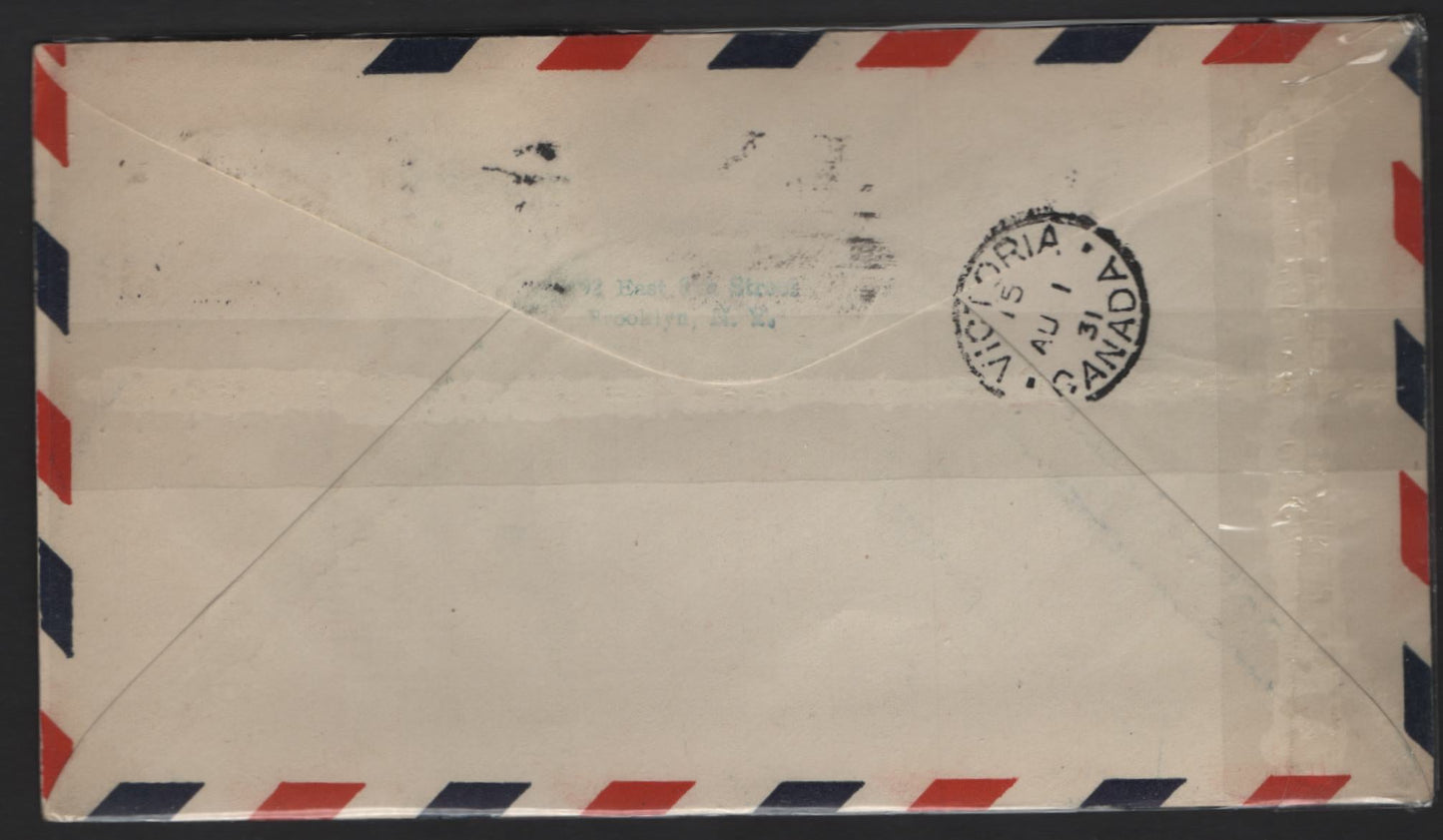 Lot 305 Canada #C1, 163b 5c - 1c Olive Brown - Blue Green Winged Figured & Globe - KGV, 1928 Airmail Issue, A Very Fine Used Cover, August 1, 1931 Vancouver - Victoria Flight, AAMC # 3137