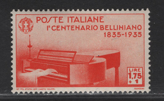 Lot 32 Italy #353 1.75l + 1l Red Orange Bellini, 1935 D`, A VFOG Single