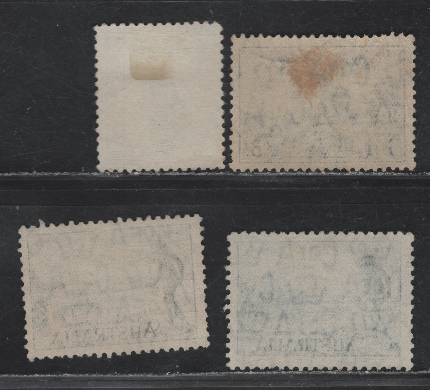 Lot 327 Australia SG#140, 148-149, 162 1/- - 3d Green - Bright Blue Lyrebird - Site of Adelaide, 1932-1936 Lyrebird - South Australia Centenary Issues, 4 Very Fine Used Singles, 1934 Victorial Centennial Is Perf 10.5