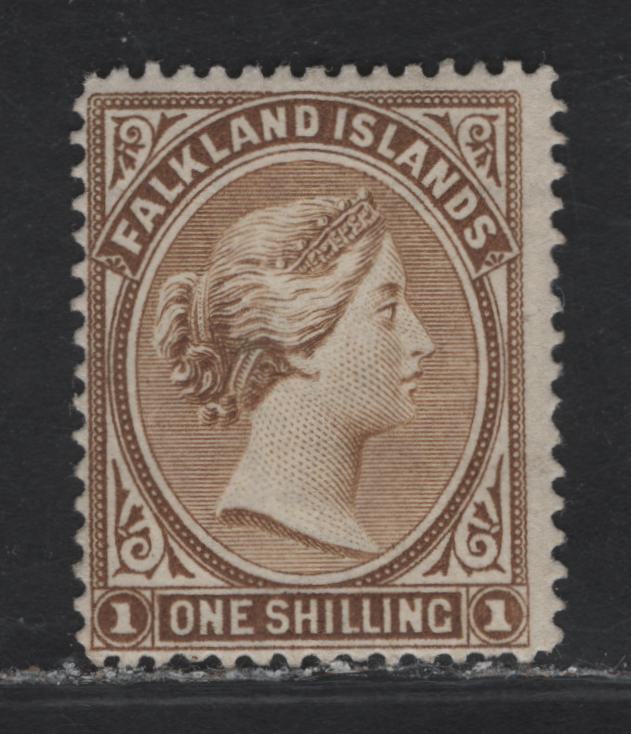 Lot 353 Falkland Islands SG#37 1/- Gray Brown Queen Victoria, 1891-1902 Queen Victoria Sidefaces Issue, A FOG Single