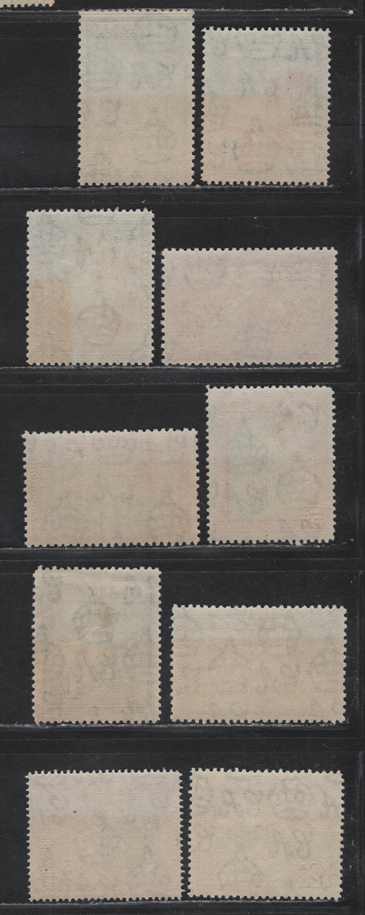 Lot 358 Fiji SG#249b, 250, 252c, 255a, 259, 261b, 262, 263, 265 1/2d - 2/6 Green - Green & Brown Native Sailing Canoe - River Scene, 1938-1955 KGVI Pictorial Issue, 10 F/VFOG/NH Singles, 6d is NH, But Gum Toning, 1/2d. 1/5d, 2d & 6d Are Perf 12